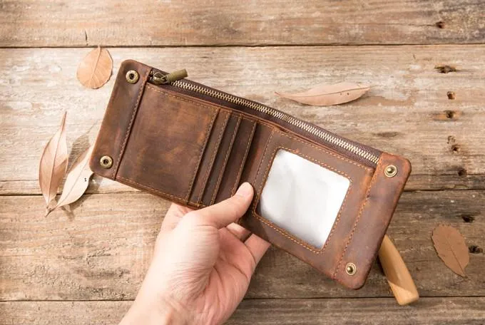 Cool Leather Mens Slim Small Wallets Bifold Vintage billfold Wallet for Men