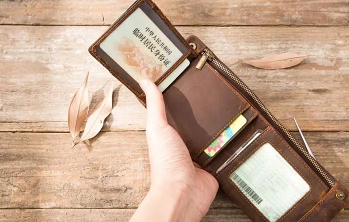 Cool Leather Mens Slim Small Wallets Bifold Vintage billfold Wallet for Men
