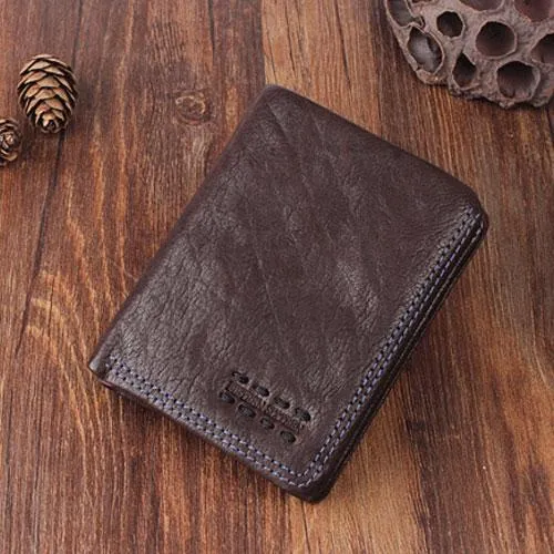 Cool Leather Mens Small Leather Wallet Men Bifold billfold Wallets for Men