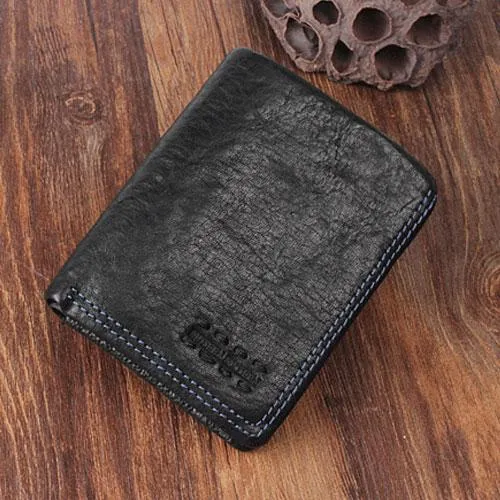 Cool Leather Mens Small Leather Wallet Men Bifold billfold Wallets for Men