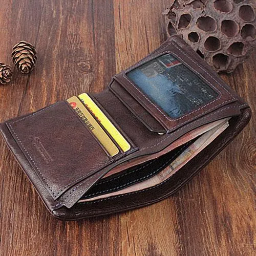 Cool Leather Mens Small Leather Wallet Men Bifold billfold Wallets for Men