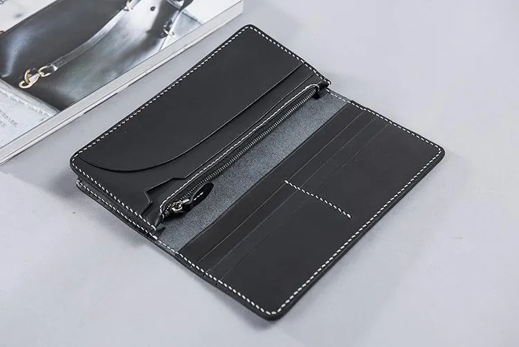Cool Leather Mens Travel Long Wallets Passport Leather Wallet Long Wallets for Men