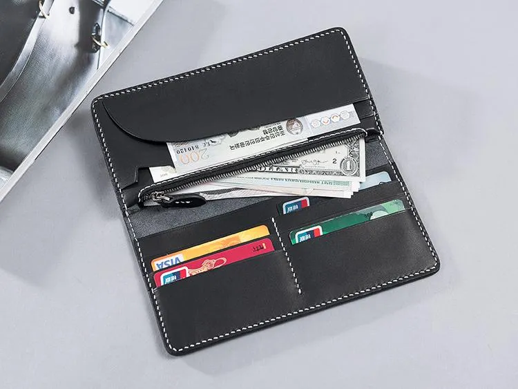 Cool Leather Mens Travel Long Wallets Passport Leather Wallet Long Wallets for Men