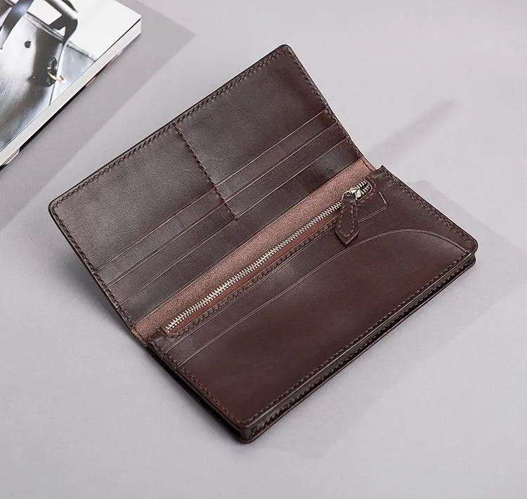 Cool Leather Mens Travel Long Wallets Passport Leather Wallet Long Wallets for Men