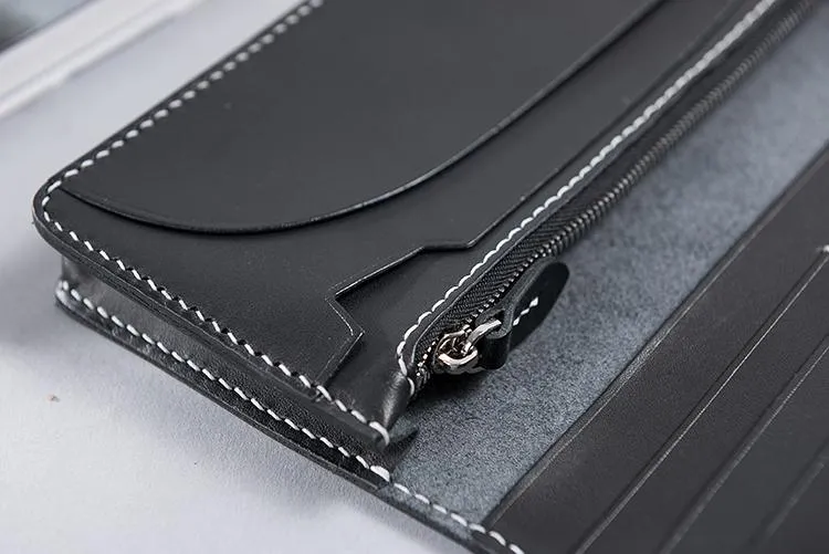 Cool Leather Mens Travel Long Wallets Passport Leather Wallet Long Wallets for Men