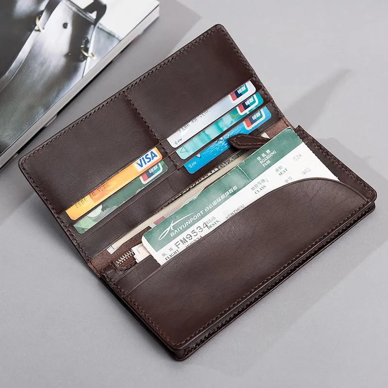 Cool Leather Mens Travel Long Wallets Passport Leather Wallet Long Wallets for Men