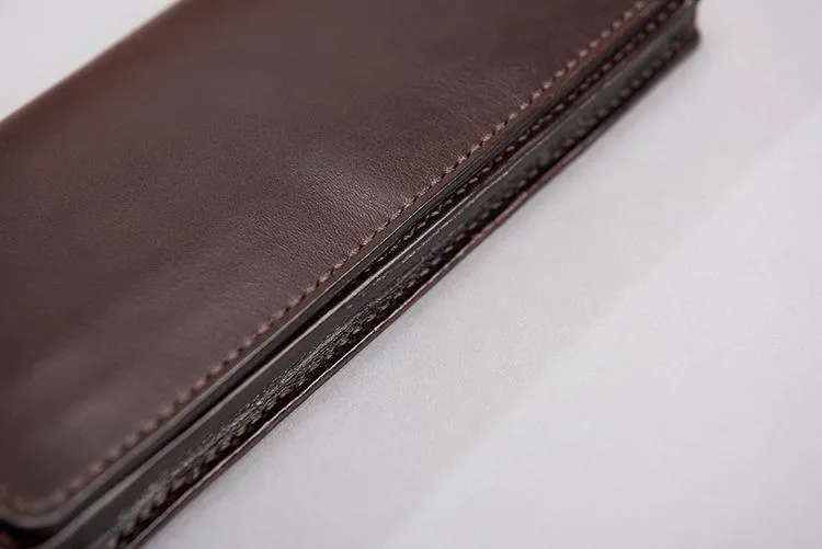 Cool Leather Mens Travel Long Wallets Passport Leather Wallet Long Wallets for Men