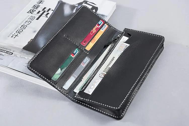 Cool Leather Mens Travel Long Wallets Passport Leather Wallet Long Wallets for Men