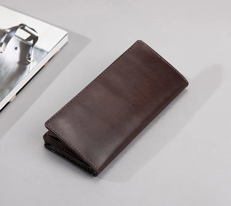 Cool Leather Mens Travel Long Wallets Passport Leather Wallet Long Wallets for Men