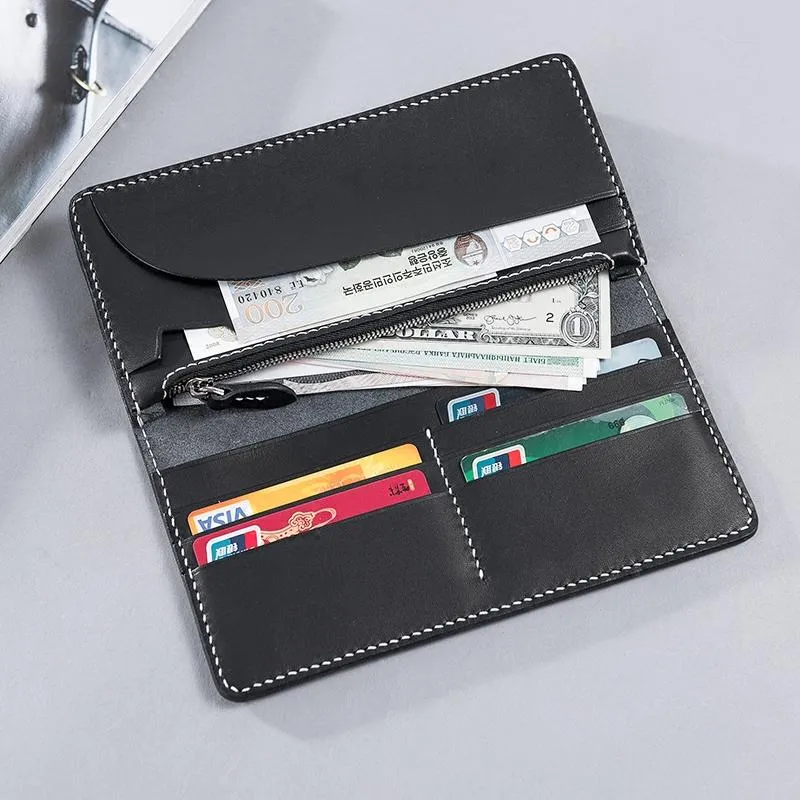 Cool Leather Mens Travel Long Wallets Passport Leather Wallet Long Wallets for Men