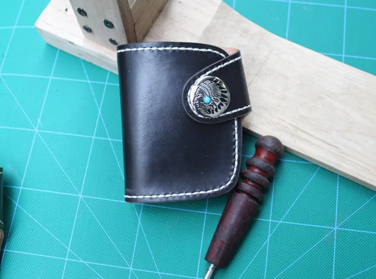 Cool Leather Small Biker Chain Wallet Mens Handmade billfold Chain Wallet Biker Wallet