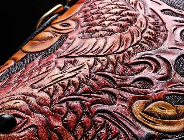 Cool Leather Tooled Carp Mens Biker Chain Wallets Long Leather Biker Wallet With Chain Wallets for Men