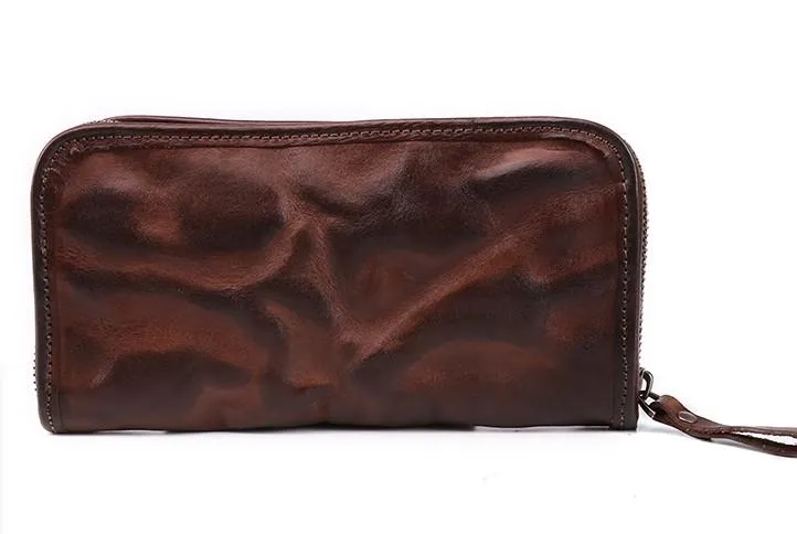 COOL MENS LEATHER ZIPPER LONG CLUTCH WALLETs ZIPPER VINTAGE LONG WALLET FOR MEN