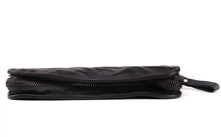COOL MENS LEATHER ZIPPER LONG CLUTCH WALLETs ZIPPER VINTAGE LONG WALLET FOR MEN
