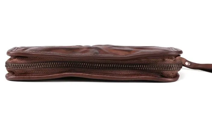 COOL MENS LEATHER ZIPPER LONG CLUTCH WALLETs ZIPPER VINTAGE LONG WALLET FOR MEN