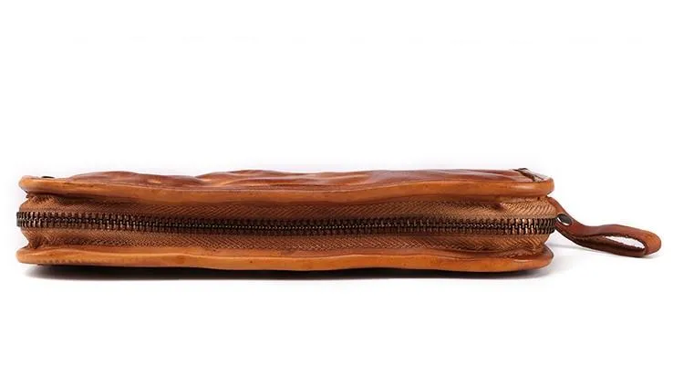 COOL MENS LEATHER ZIPPER LONG CLUTCH WALLETs ZIPPER VINTAGE LONG WALLET FOR MEN