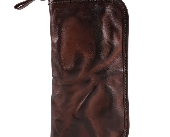 COOL MENS LEATHER ZIPPER LONG CLUTCH WALLETs ZIPPER VINTAGE LONG WALLET FOR MEN