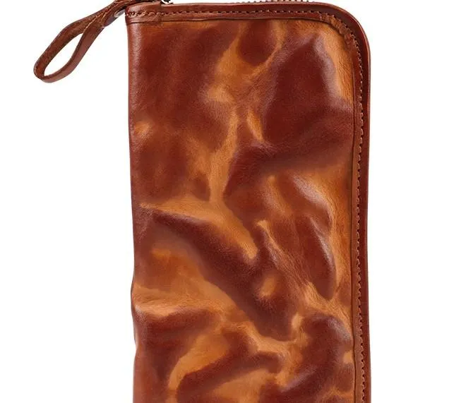 COOL MENS LEATHER ZIPPER LONG CLUTCH WALLETs ZIPPER VINTAGE LONG WALLET FOR MEN