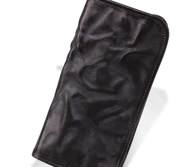COOL MENS LEATHER ZIPPER LONG CLUTCH WALLETs ZIPPER VINTAGE LONG WALLET FOR MEN