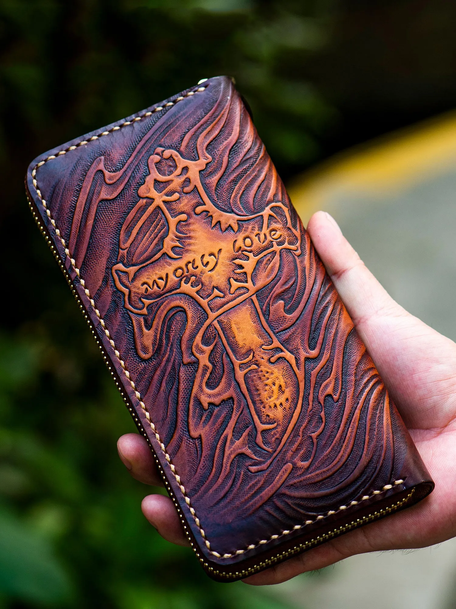 Cool Wallet Tooled Leather Wallet Christian Wallet for Men Biker Wallet God Wallet Handmade Wallet