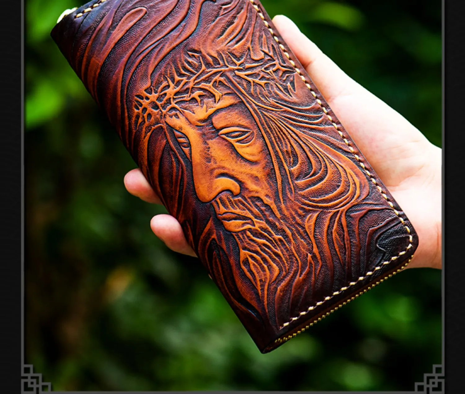 Cool Wallet Tooled Leather Wallet Christian Wallet for Men Biker Wallet God Wallet Handmade Wallet