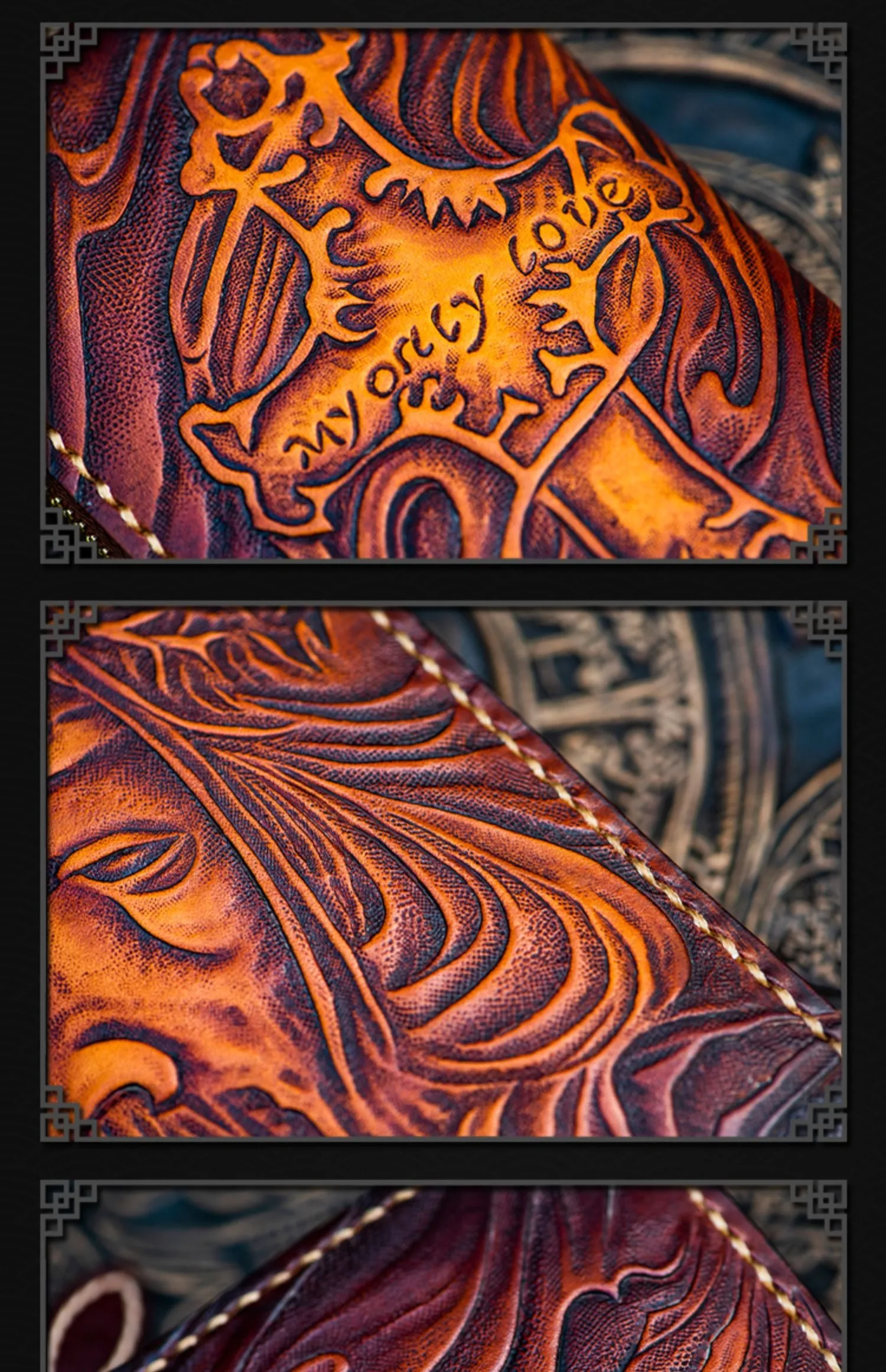 Cool Wallet Tooled Leather Wallet Christian Wallet for Men Biker Wallet God Wallet Handmade Wallet