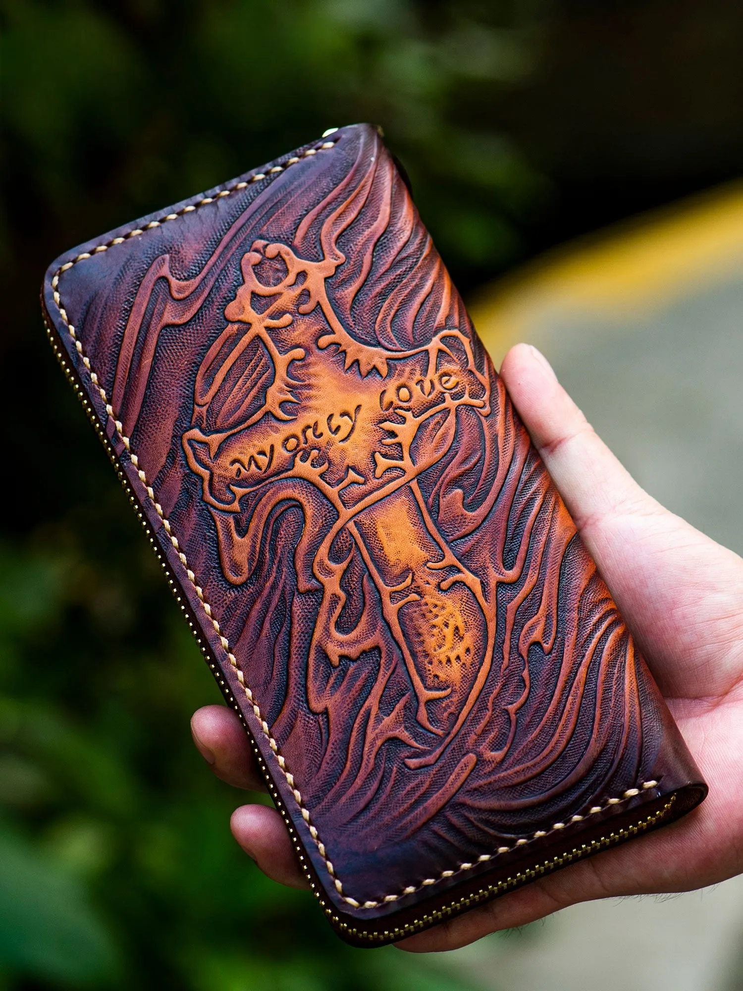 Cool Wallet Tooled Leather Wallet Christian Wallet for Men Biker Wallet God Wallet Handmade Wallet