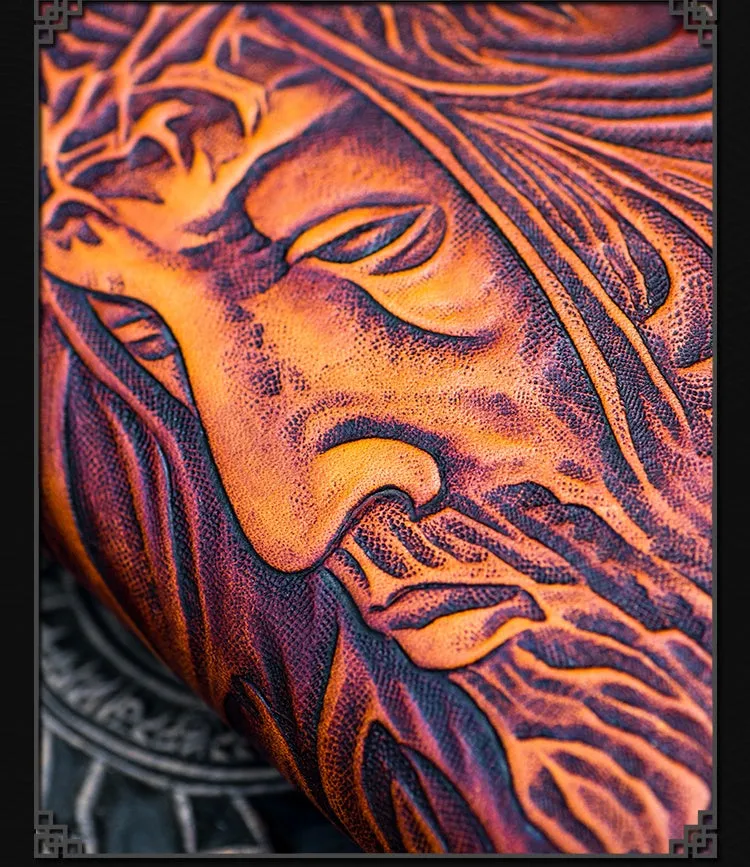 Cool Wallet Tooled Leather Wallet Christian Wallet for Men Biker Wallet God Wallet Handmade Wallet