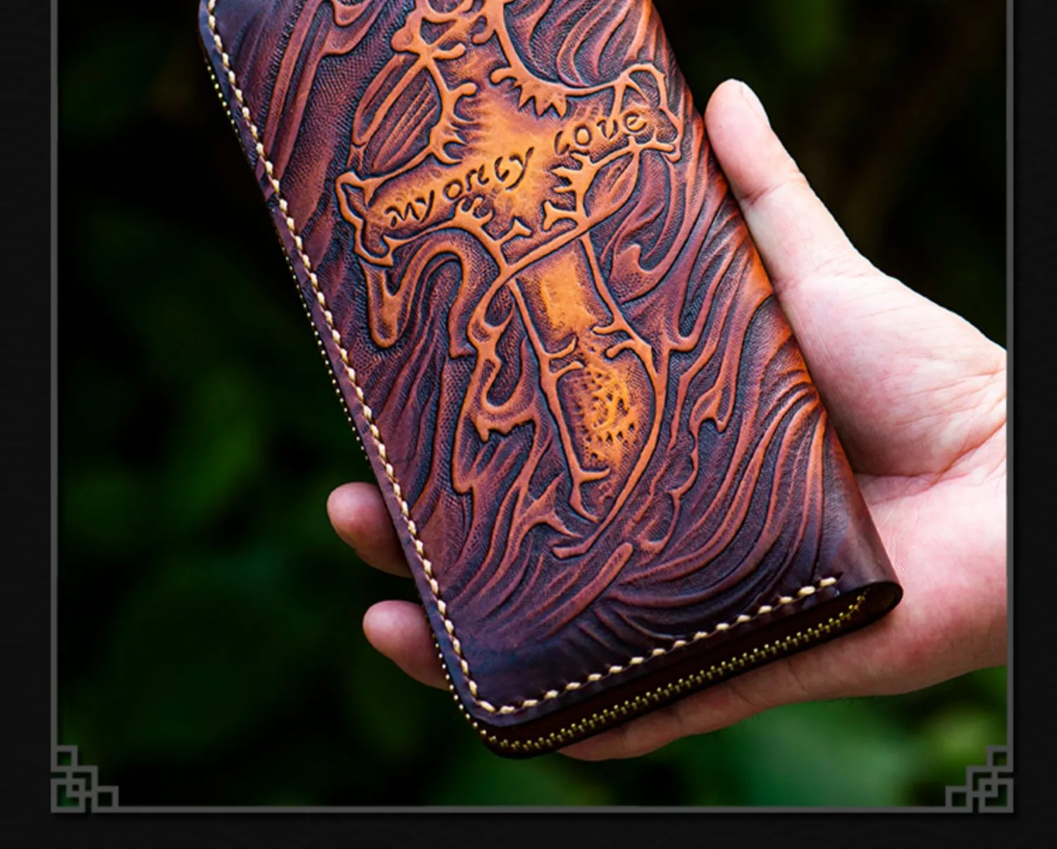 Cool Wallet Tooled Leather Wallet Christian Wallet for Men Biker Wallet God Wallet Handmade Wallet