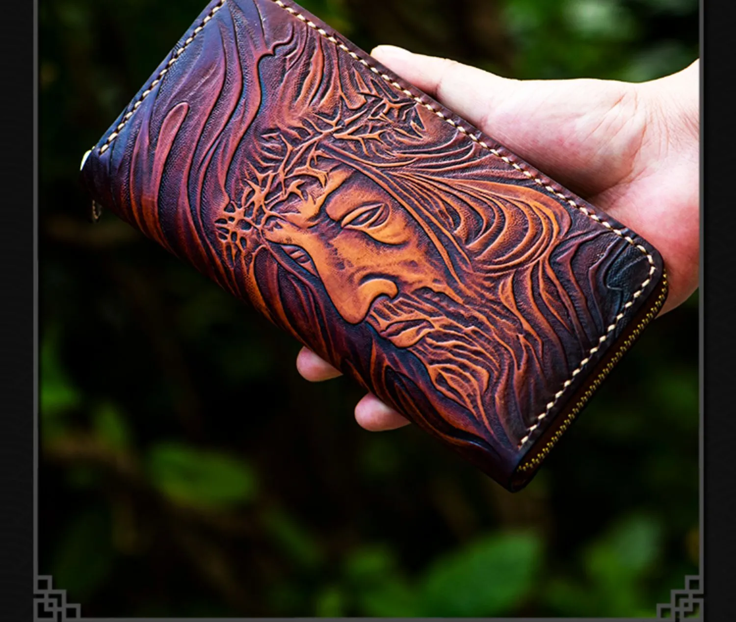 Cool Wallet Tooled Leather Wallet Christian Wallet for Men Biker Wallet God Wallet Handmade Wallet