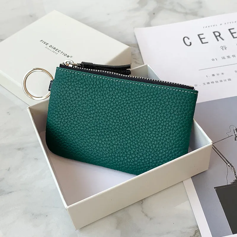 Cute Coffee Leather Small Change Wallet Women Keychain with Wallet Zipper Coin Wallet For Women