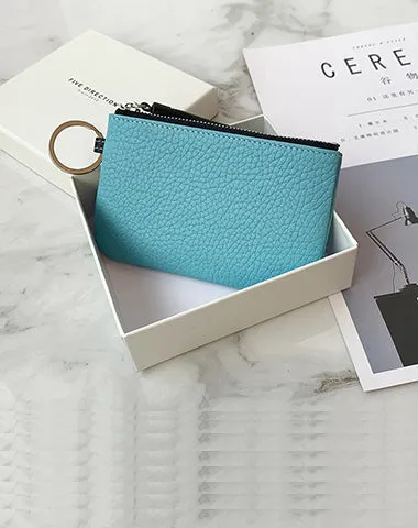 Cute Green Leather Small Change Wallet Women Keychain with Wallet Zipper Coin Wallet For Women