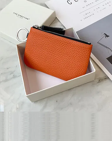 Cute Light Blue Leather Small Change Wallet Women Keychain with Wallet Zipper Coin Wallet For Women