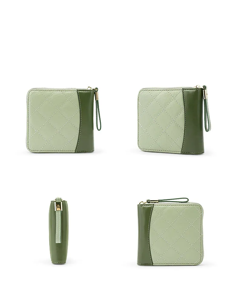 Cute Stylish Leather Womens Small Wallet for Women Zipper billfold Wallets