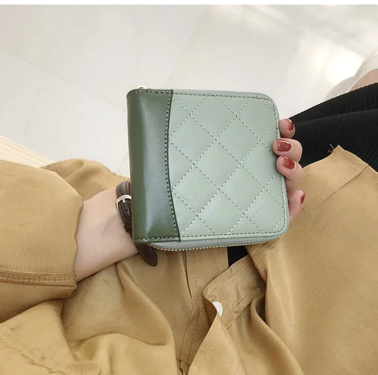 Cute Stylish Leather Womens Small Wallet for Women Zipper billfold Wallets