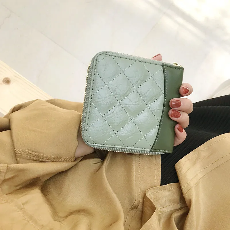 Cute Stylish Leather Womens Small Wallet for Women Zipper billfold Wallets