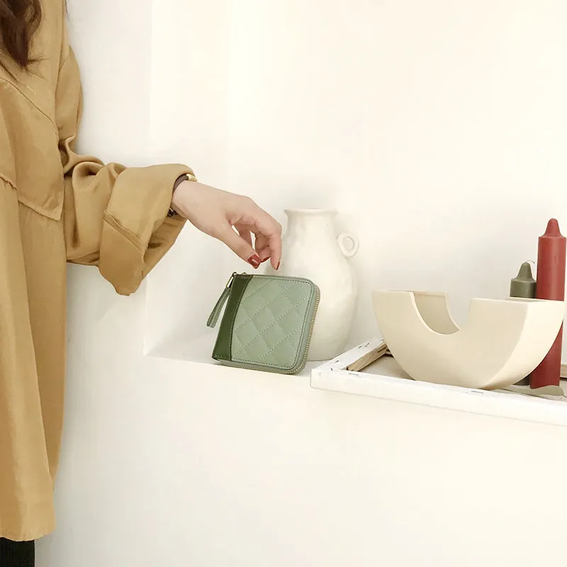 Cute Stylish Leather Womens Small Wallet for Women Zipper billfold Wallets