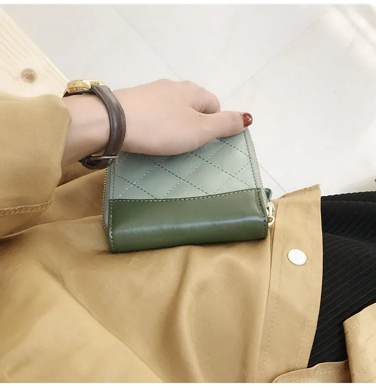 Cute Stylish Leather Womens Small Wallet for Women Zipper billfold Wallets