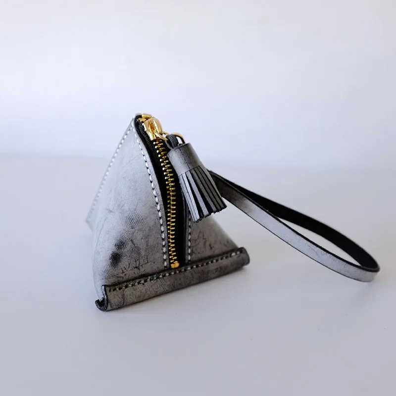 Cute Triangular LEATHER Womens Small Coin Wallet Leather Change Small Wallet FOR Women