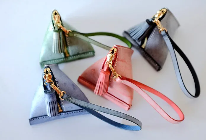 Cute Triangular LEATHER Womens Small Coin Wallet Leather Change Small Wallet FOR Women