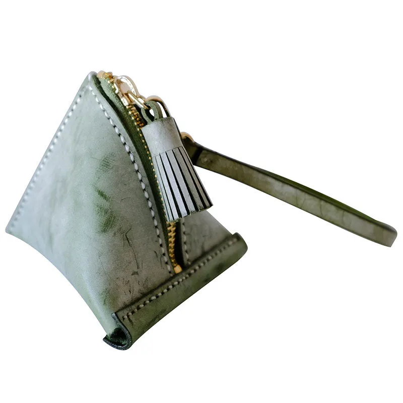 Cute Triangular LEATHER Womens Small Coin Wallet Leather Change Small Wallet FOR Women