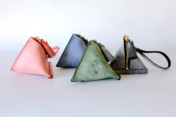Cute Triangular LEATHER Womens Small Coin Wallet Leather Change Small Wallet FOR Women