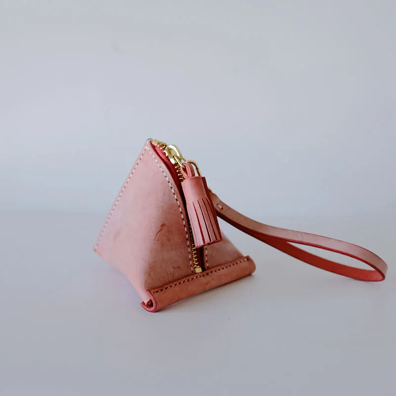 Cute Triangular LEATHER Womens Small Coin Wallet Leather Change Small Wallet FOR Women