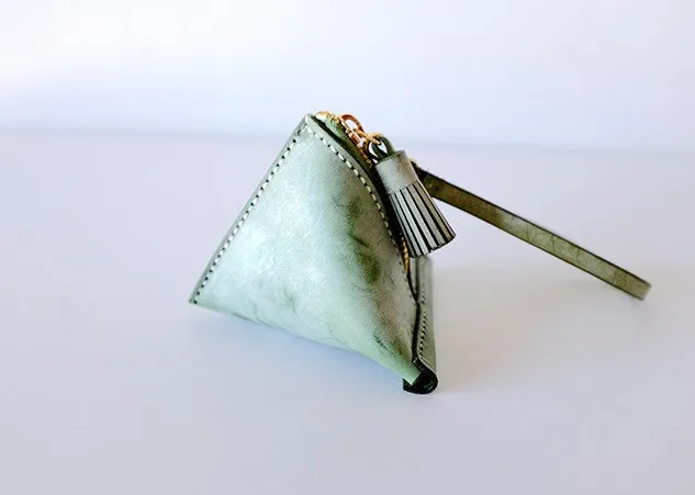 Cute Triangular LEATHER Womens Small Coin Wallet Leather Change Small Wallet FOR Women