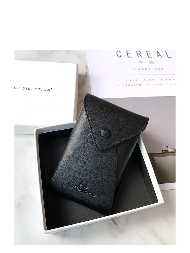 Cute Women Black Leather Slim Key Wallet Keychain with Wallet Coin Change Wallet For Women