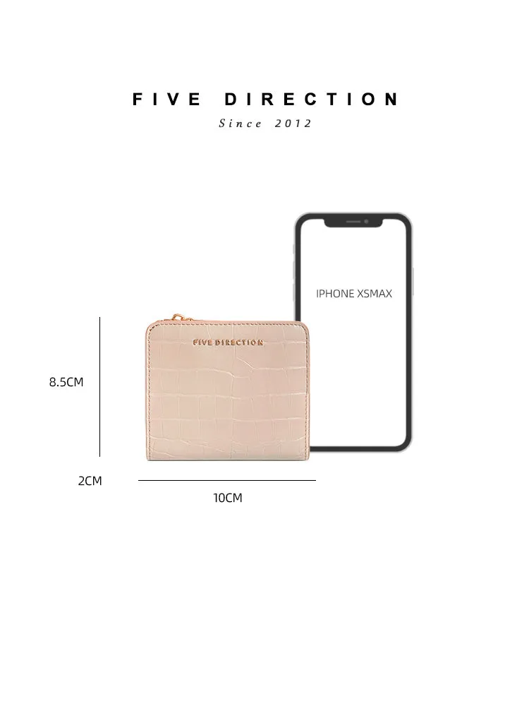 Cute Women Black Vegan Leather Small Wallet Crocodile Pattern Billfold with Coin Pocket For Women