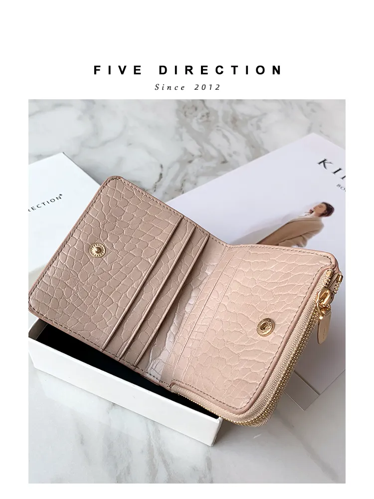 Cute Women Black Vegan Leather Small Wallet Crocodile Pattern Billfold with Coin Pocket For Women