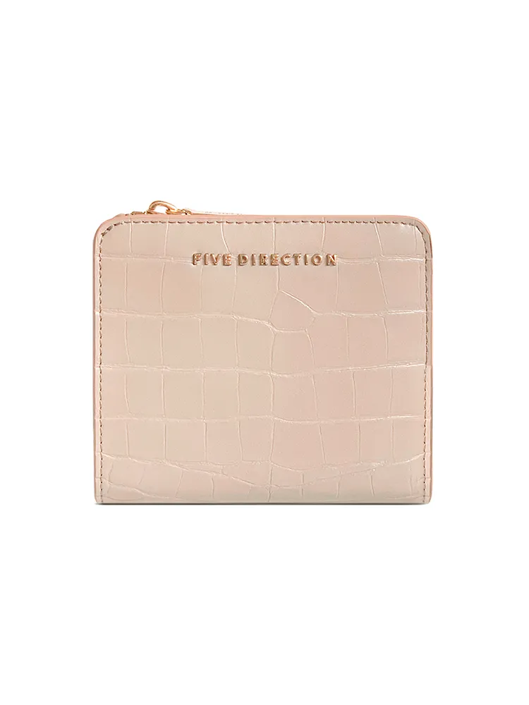 Cute Women Black Vegan Leather Small Wallet Crocodile Pattern Billfold with Coin Pocket For Women