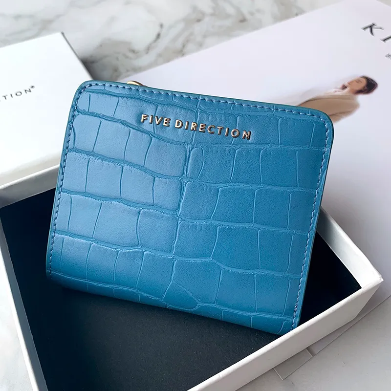 Cute Women Black Vegan Leather Small Wallet Crocodile Pattern Billfold with Coin Pocket For Women