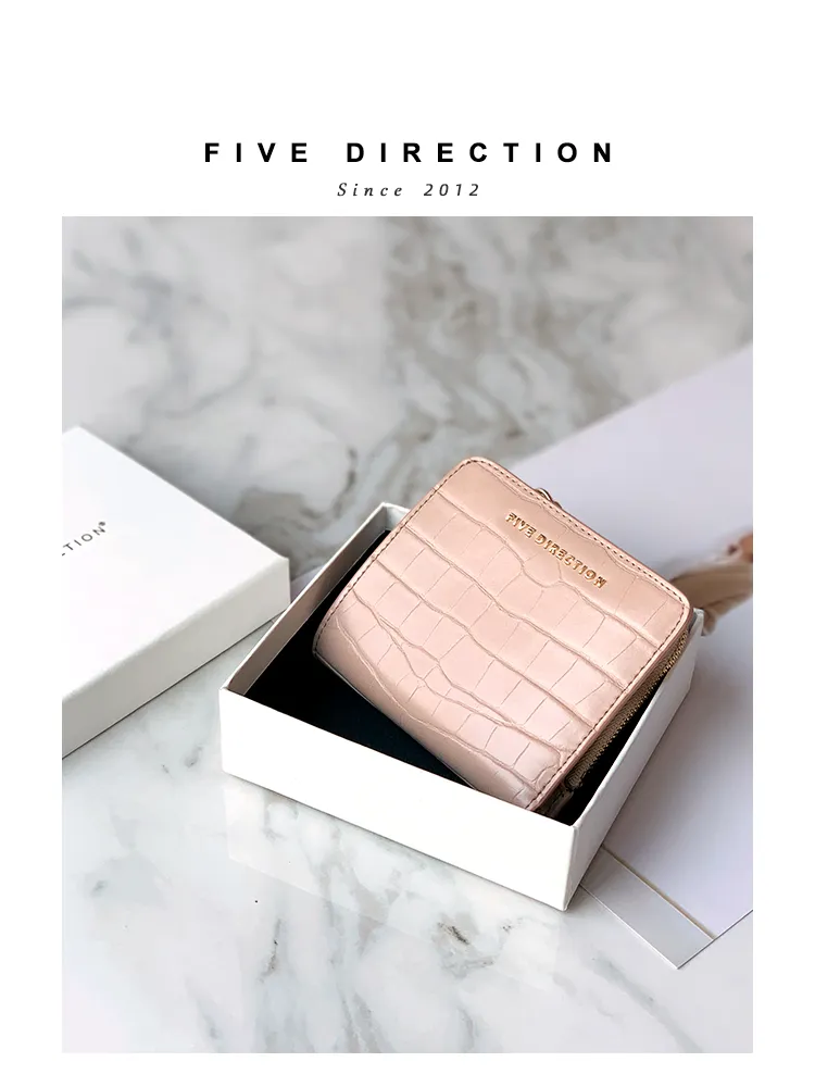 Cute Women Black Vegan Leather Small Wallet Crocodile Pattern Billfold with Coin Pocket For Women